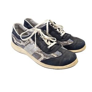 Mephisto Grey Ladywalk Laser Air-Jet Leather Sneakers Snakeskin Women US 8 GUC